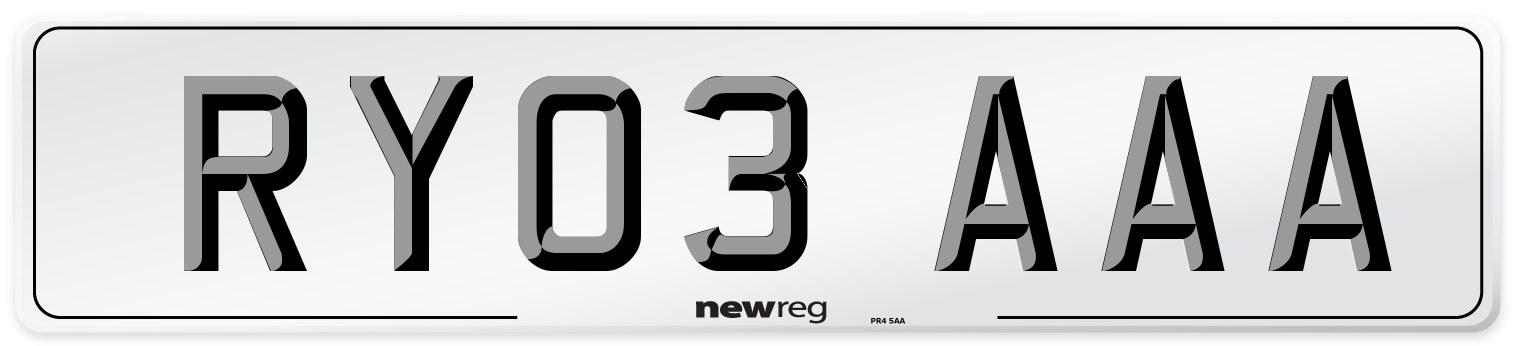 RY03 AAA Number Plate from New Reg